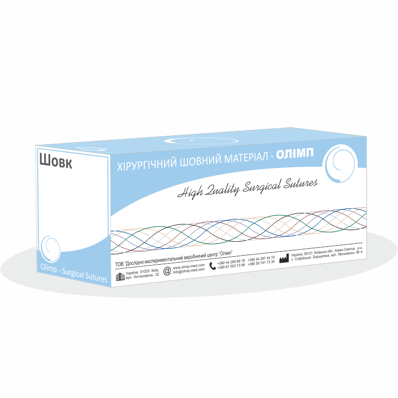 Шовк плетений чорний USP1(M4) з однією кол. гол.40мм1/2кола, 90см